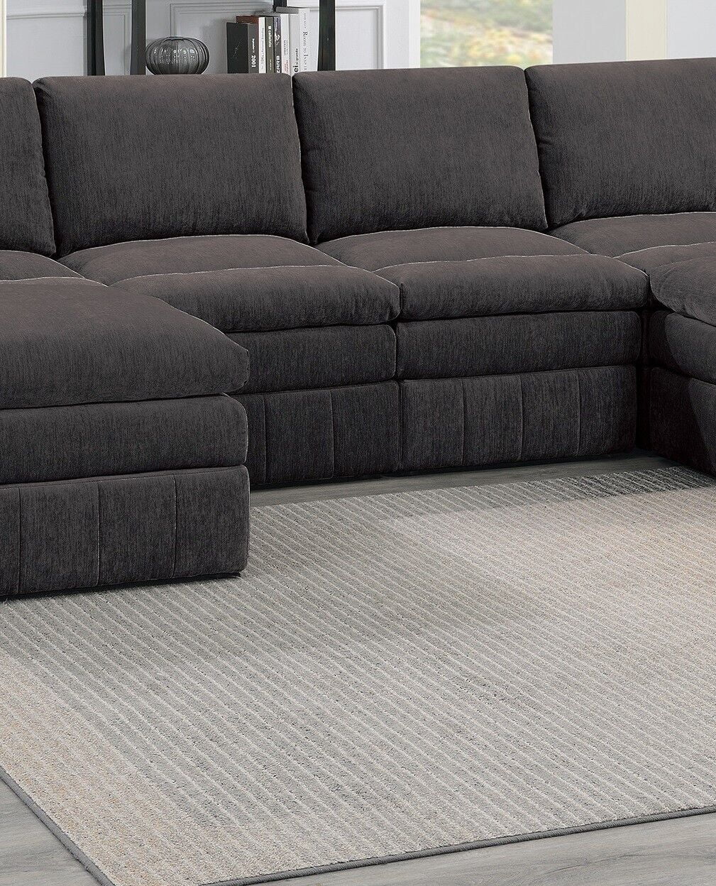Plush Cushion 6pc Modular Sectional Set with Ottoman Y599
