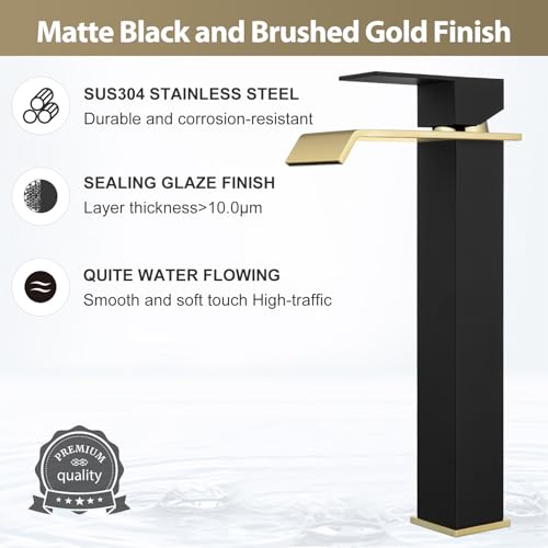 Black and Gold Single-Handle Bathroom Sink Faucet I45847