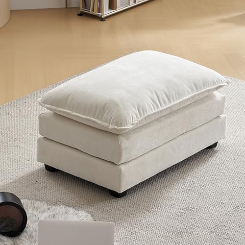 Beige Chenille 3-Seat Sectional Sofa with Ottoman I9201