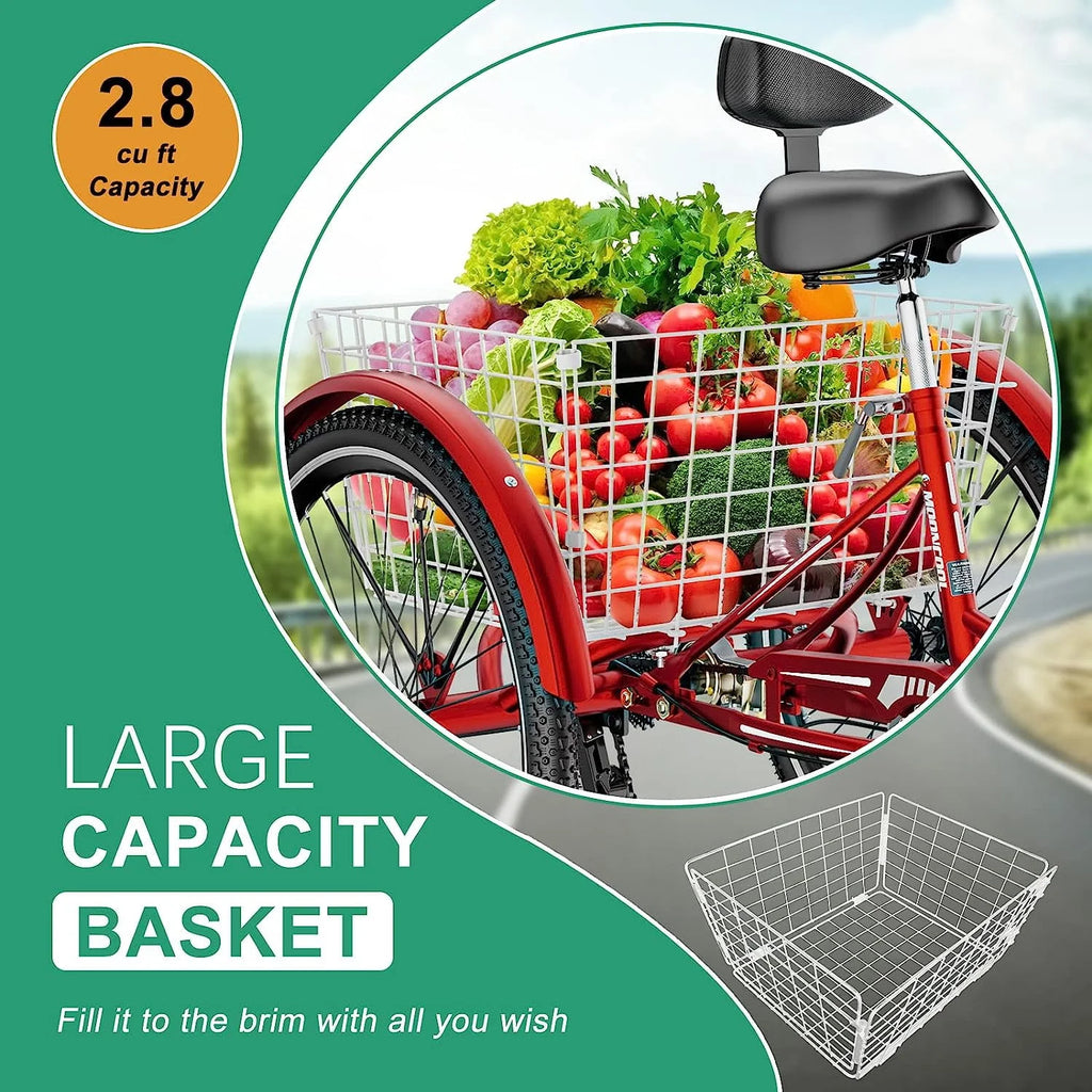 24 inch 7 Speed Adult Tricycle with Shopping Basket U194801