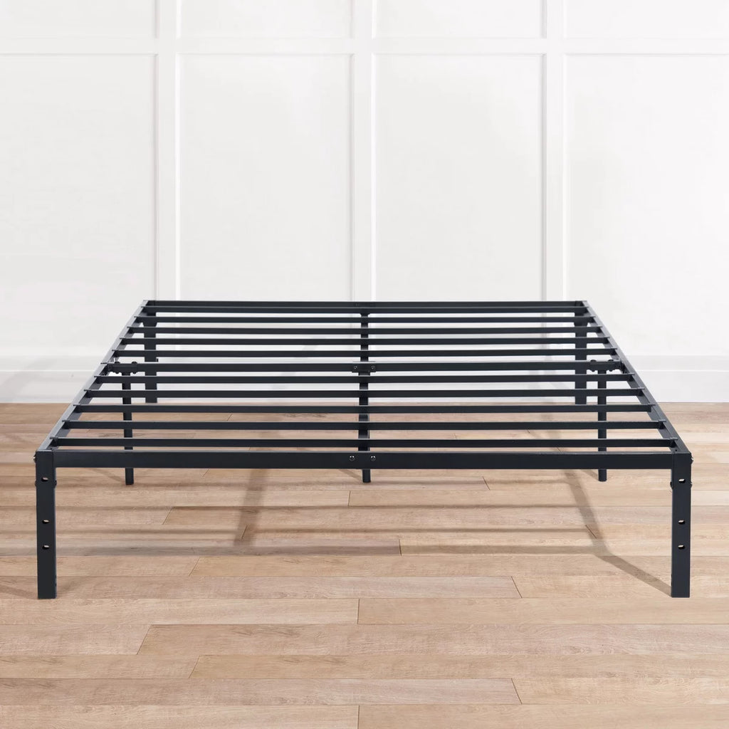 Queen Size Black Metal Slat Bed Frame N634