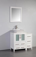 36 inch White Bathroom Vanity with Ceramic Top and Mirror W8824