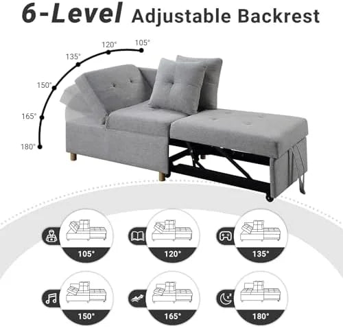 3 in 1 Convertible Velvet Sofa Bed with 2 Pillows B66841