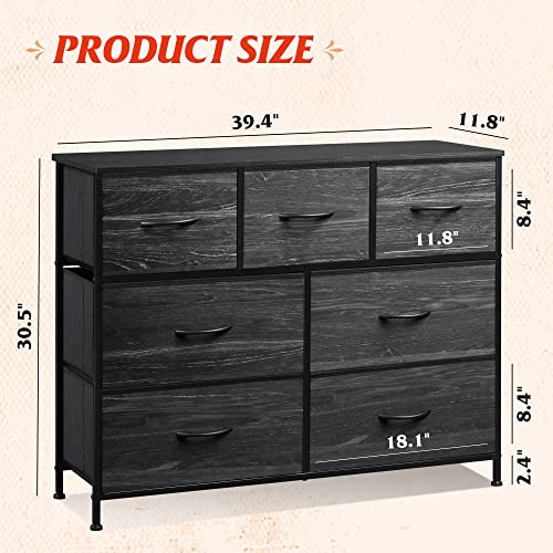 7 Drawer Dresser TV Stand with Metal Frame and Wood Top L369