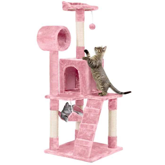 Plush Cat Tree Condo with Hammock Tunnel R16379