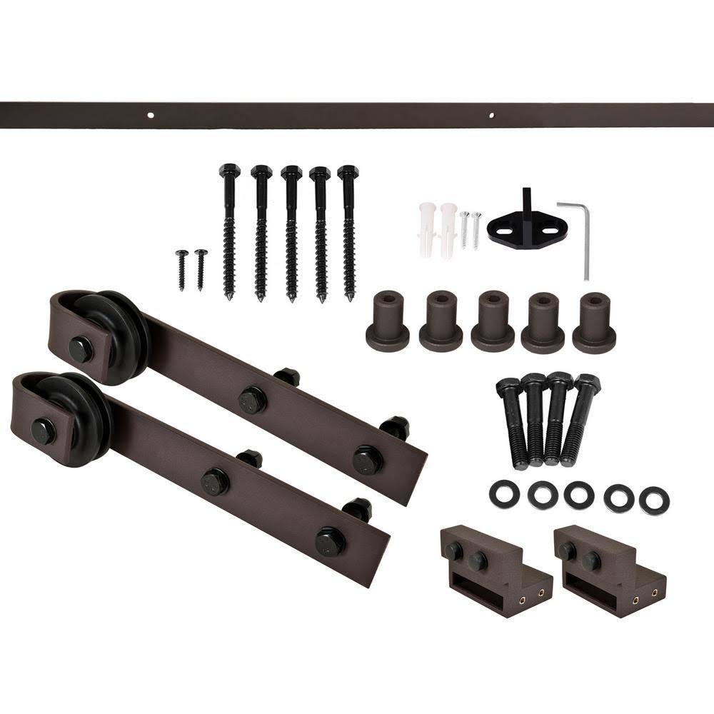 Charcoal Black Stained Wood Interior Sliding Barn Door with Hardware Kit M72876