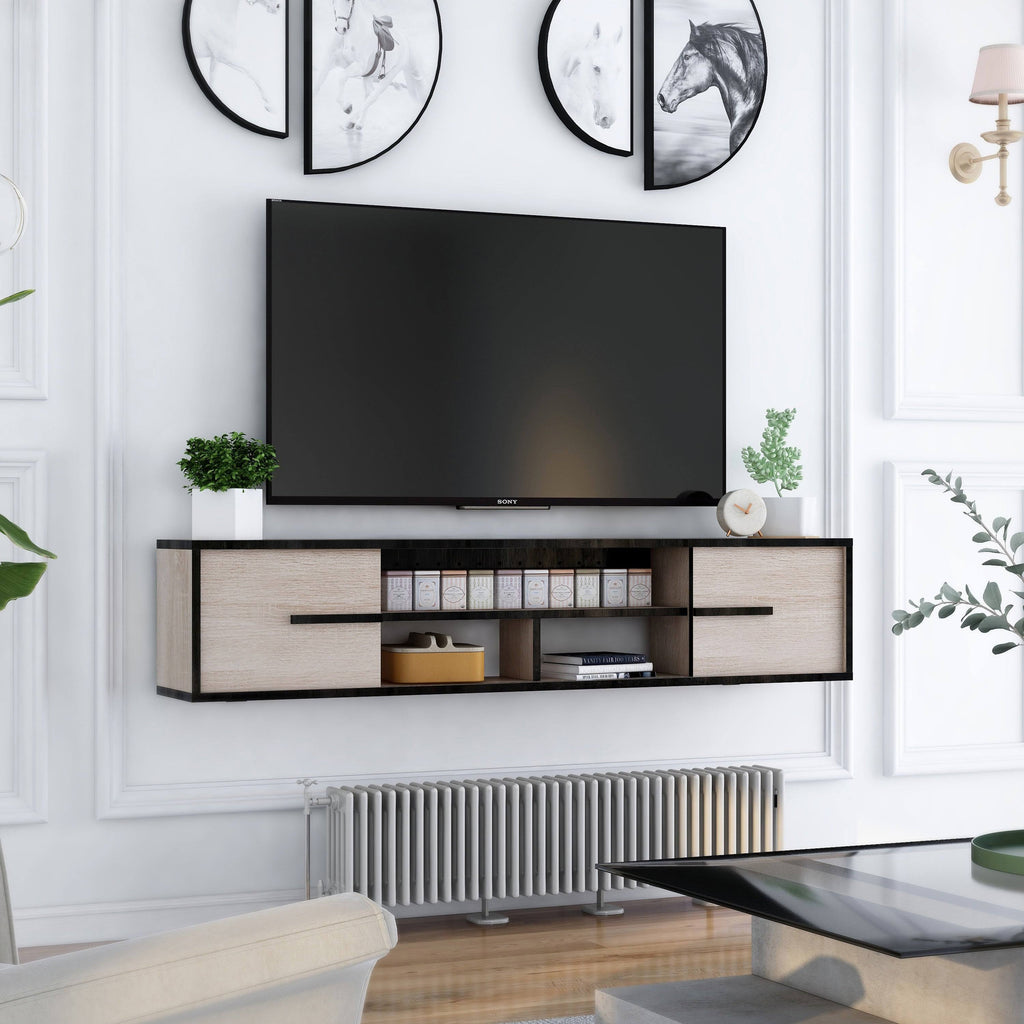 Reclaimed Oak Wall-Mounted Media Console B962974