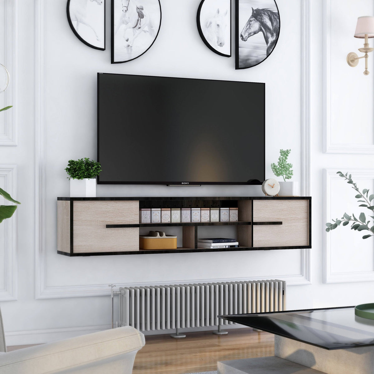 Reclaimed Oak Wall-Mounted Media Console B962974