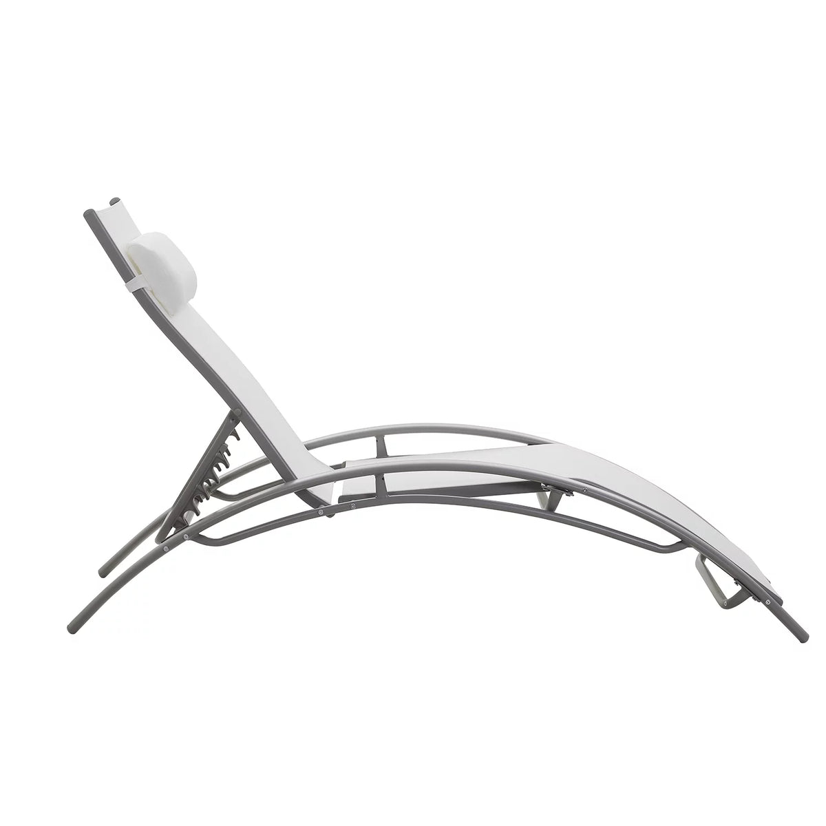 Set of 2 White Adjustable Patio Lounge Chairs S4666