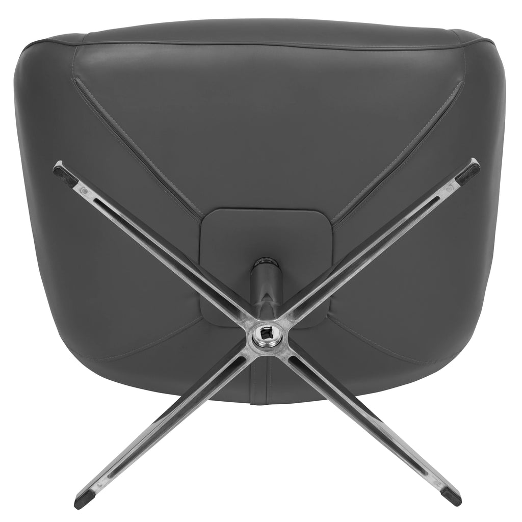 Gray LeatherSoft Swivel Wing Chair U1753