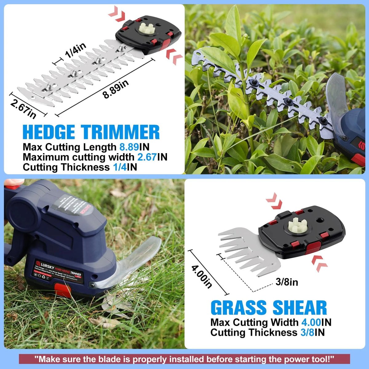 Cordless 2-in-1 Grass Shear and Shrub Trimmer with Charger and Batteries I4011