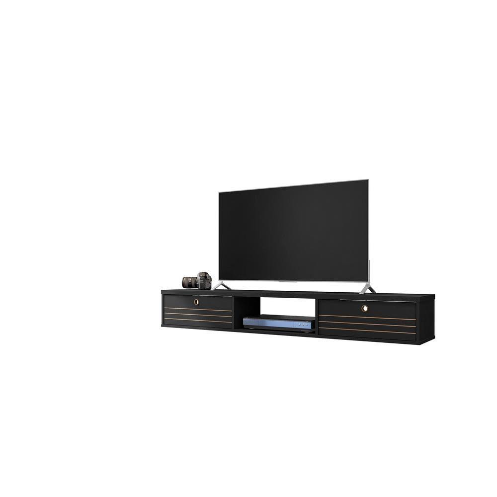 Black 63 in. Floating Entertainment Center with Storage Doors Z7885