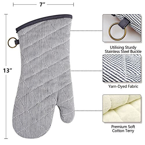 1 Pair 100% Cotton Heat Resistant Oven Mitts F560