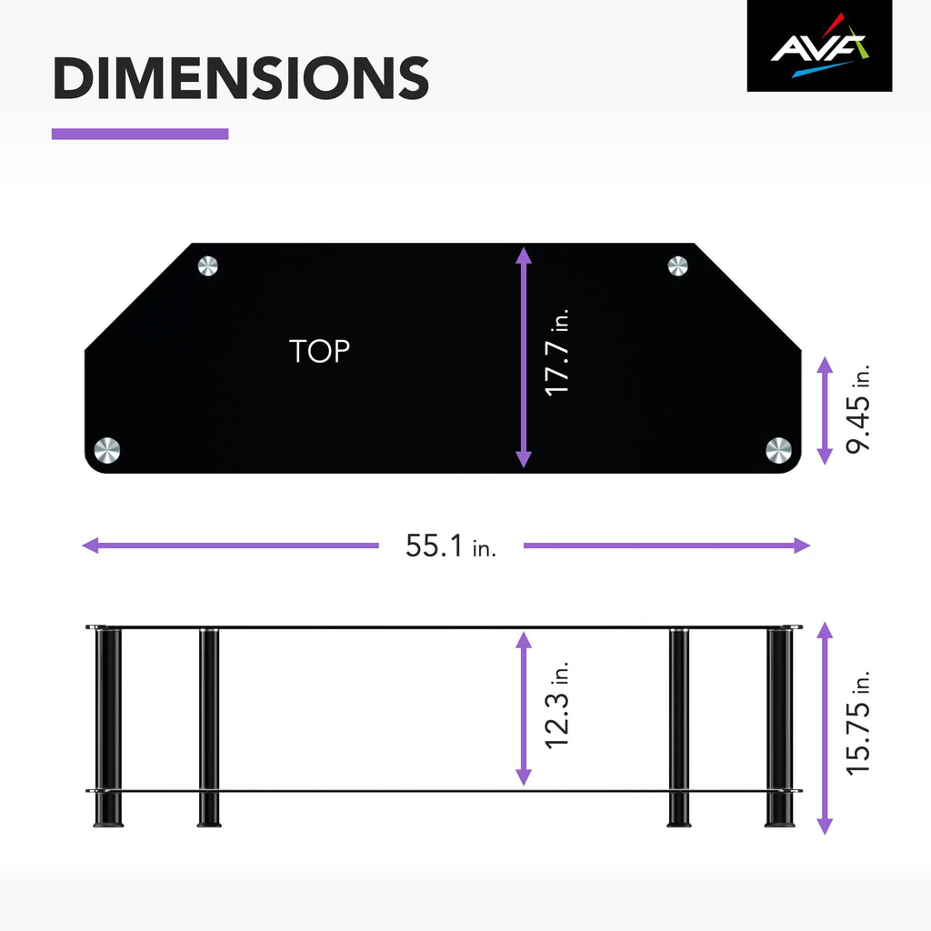 Black Glass TV Stand J4489