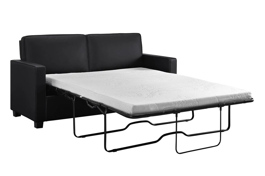 Black Faux Leather Queen Sofa Sleeper D697
