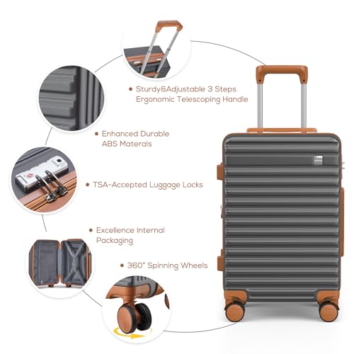 20 Inch Expandable Hard Shell Spinner Luggage with TSA Lock, Black G553