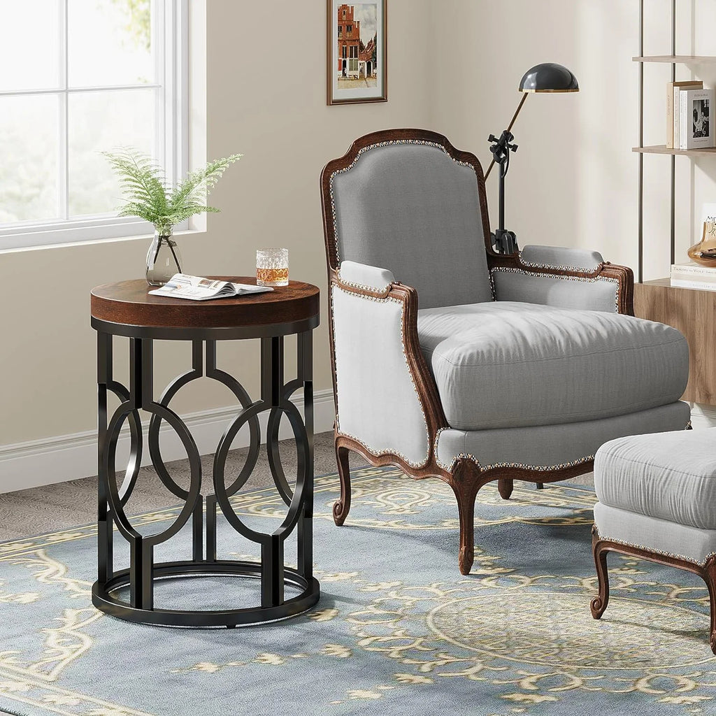 Round End Table with Metal Frame K6623