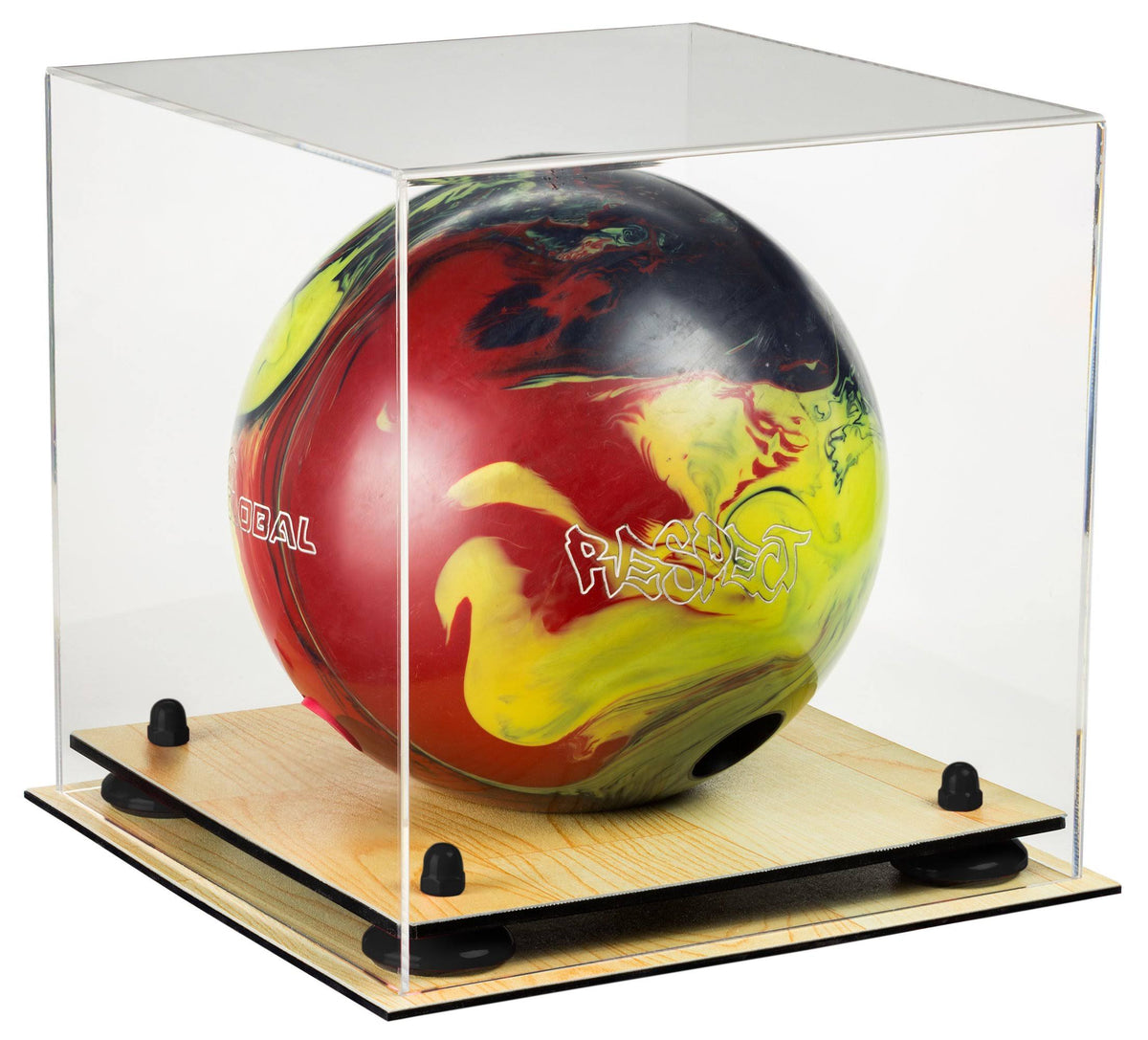 Clear Acrylic Bowling Ball Display Case with Silver Risers D6997