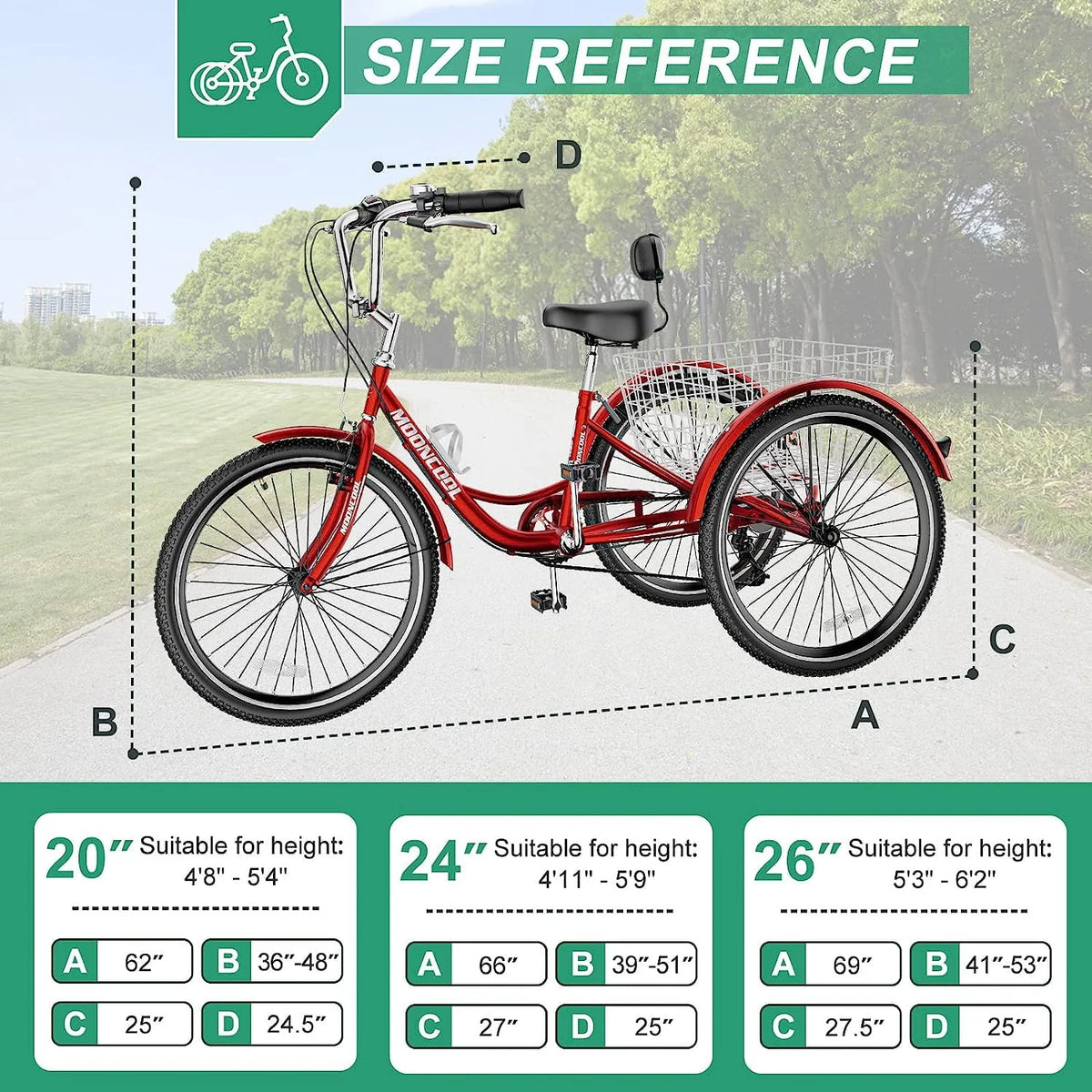 24 inch 7 Speed Adult Tricycle with Shopping Basket U194801