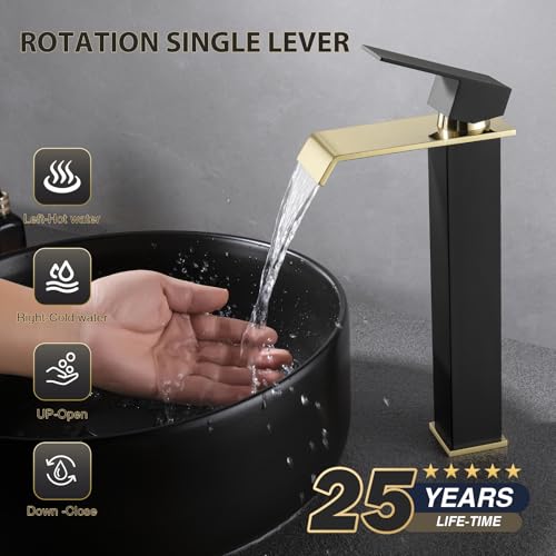 Black and Gold Single-Handle Bathroom Sink Faucet I45847