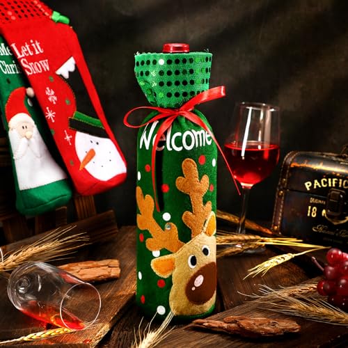 12 Pieces Christmas Wine Bottle Bags U94430