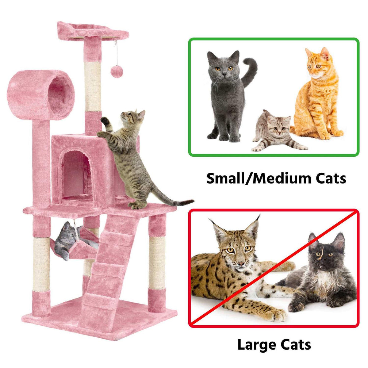 Plush Cat Tree Condo with Hammock Tunnel R16379