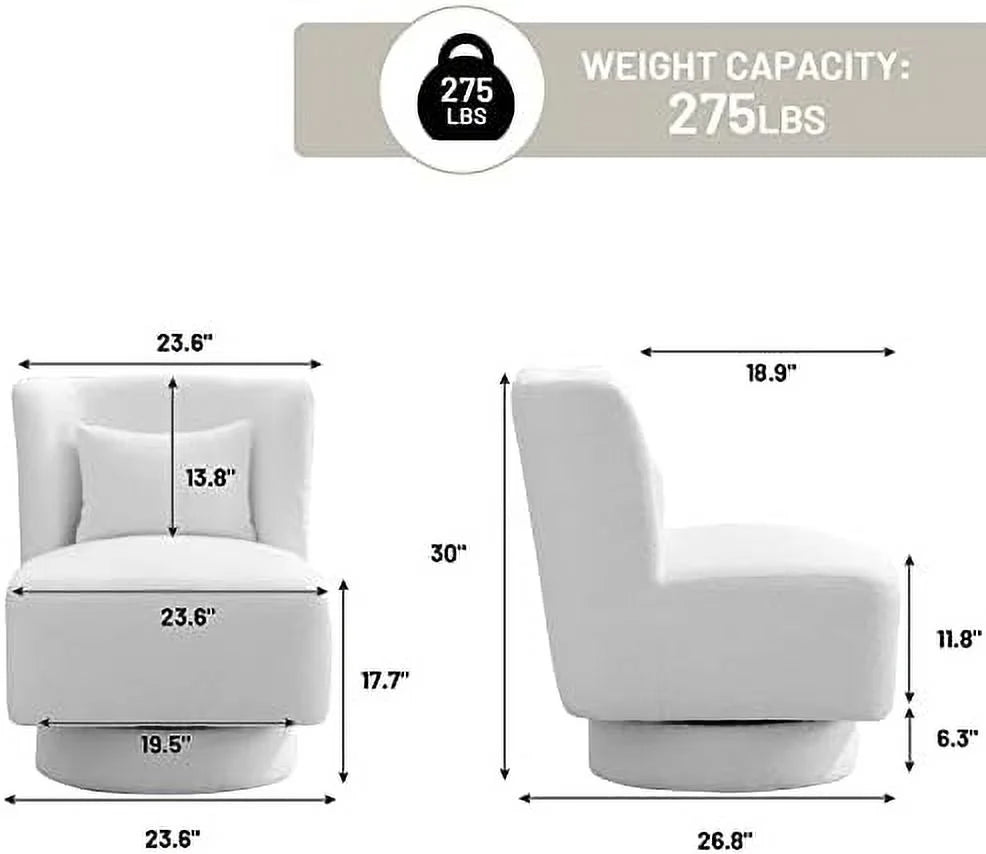 Swivel Barrel Boucle Chair with Pillow O5214