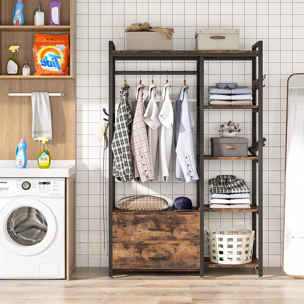 Freestanding Closet Organizer with Drawers and Shelves A610