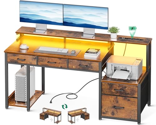 55 Inch Black Computer Desk with 3 Drawers Q456804