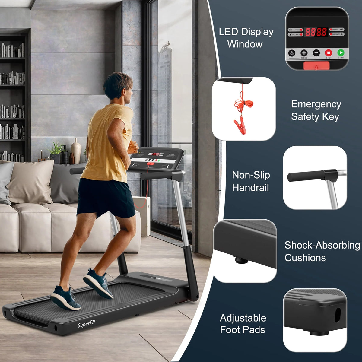 2.25HP Folding LED Treadmill R706