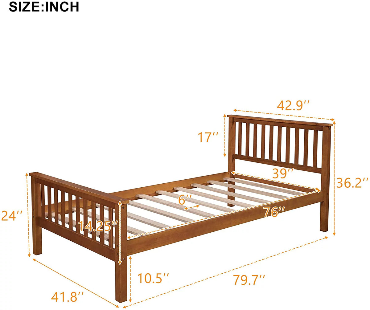 Twin Wood Platform Bed Frame V70777