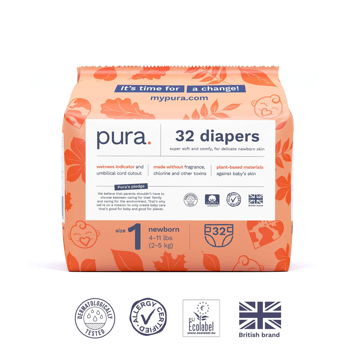 Sensitive Soft Sustainable Baby Diapers Size 1, 96 Count N374961