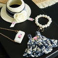 17cm Doll Clothes Set with Hat Pearl Necklace Bag Accessories Blue N64899