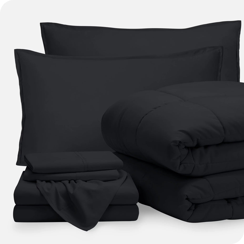 7-Piece Bed-in-a-Bag Full XL Black Sheet Set K58732