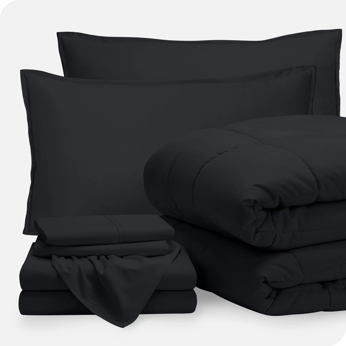 7-Piece Bed-in-a-Bag Full XL Black Sheet Set K58732