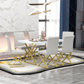 7-Piece Marble Texture Dining Table Set with 6 PU Leather Chairs M9002