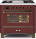 Burgundy Dual Fuel Propane Gas Range with Bronze Trim H626817