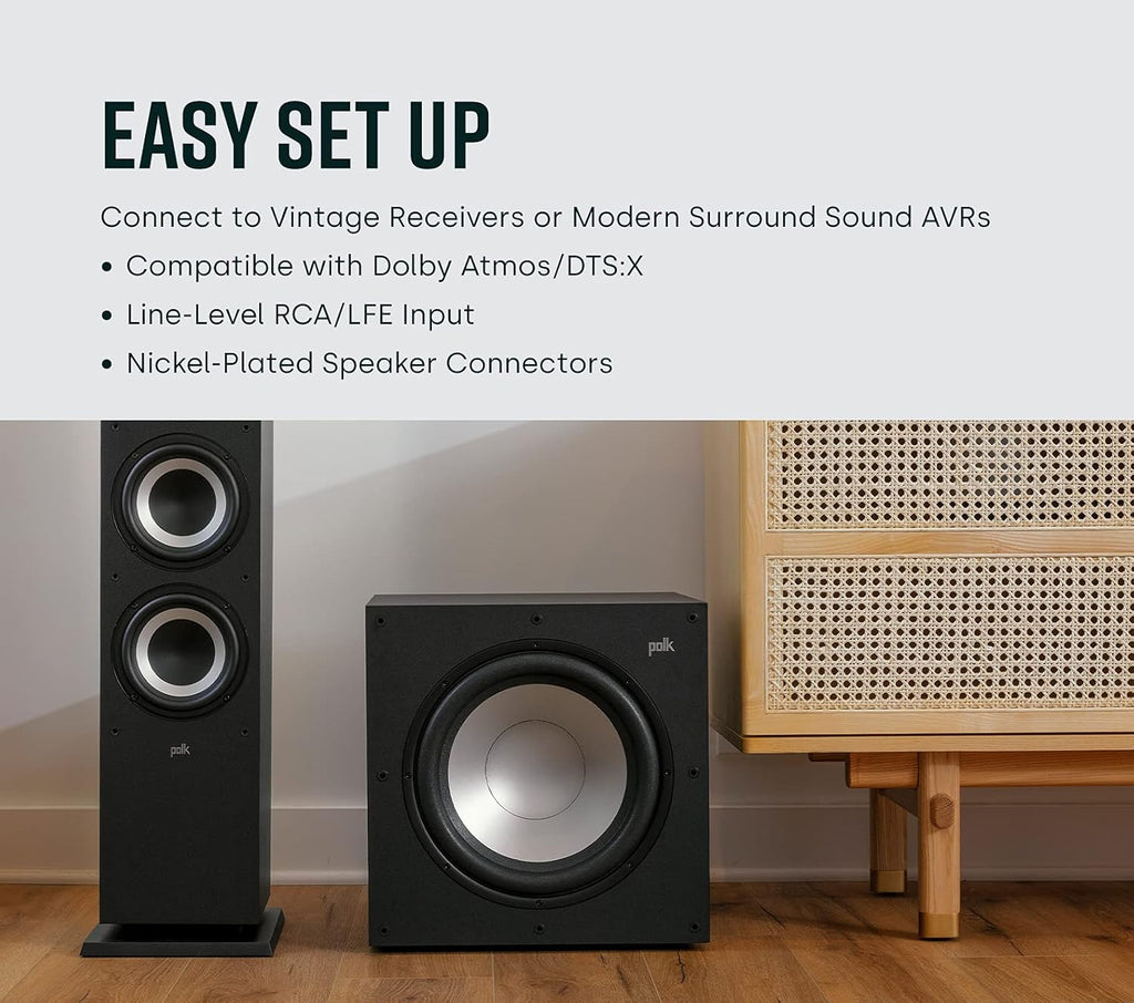 Powered Sub with 12 Dynamic Balanced Woofer & 100W Amplifier, Midnight Black O703