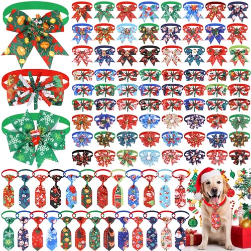 100 Pcs Adjustable Christmas Dog Bow Tie Collar N145