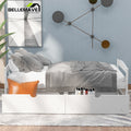 White Twin Size Wood Platform Bed with 2 Drawers F21635