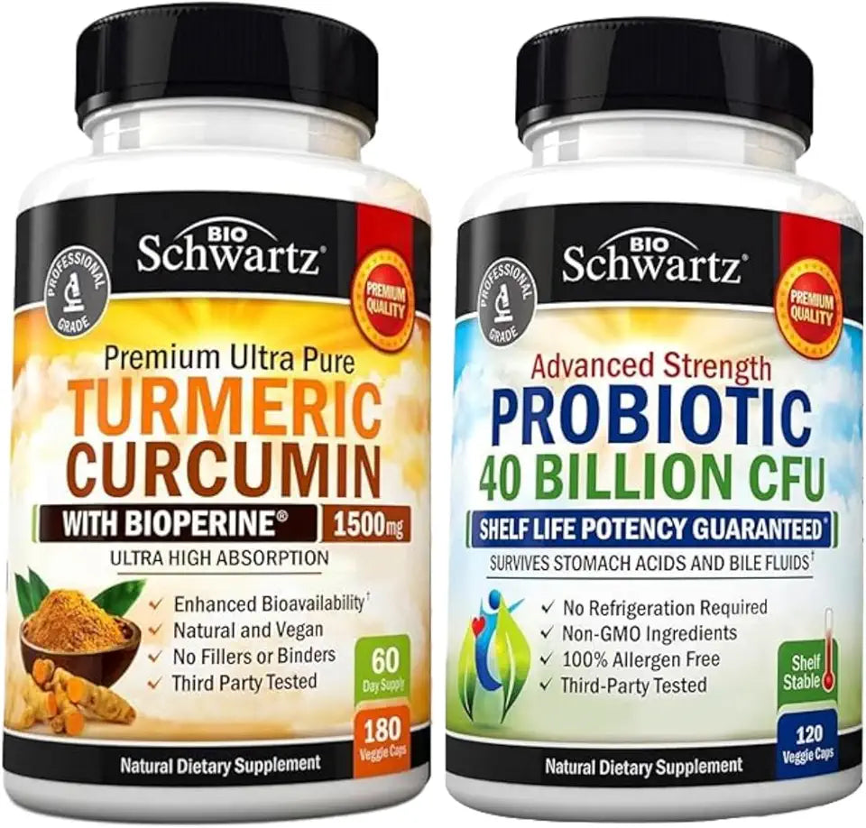 40 Billion CFU Daily Probiotic Supplement Plus Turmeric Curcumin 1500mg Complex N350
