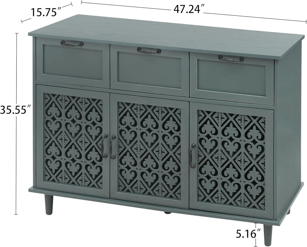 Solid Wood Sideboard Buffet Cabinet with 3 Doors 3 Drawers C2161