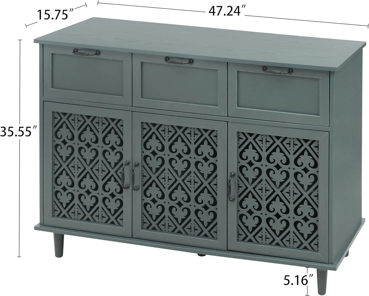 Solid Wood Sideboard Buffet Cabinet with 3 Doors 3 Drawers C2161