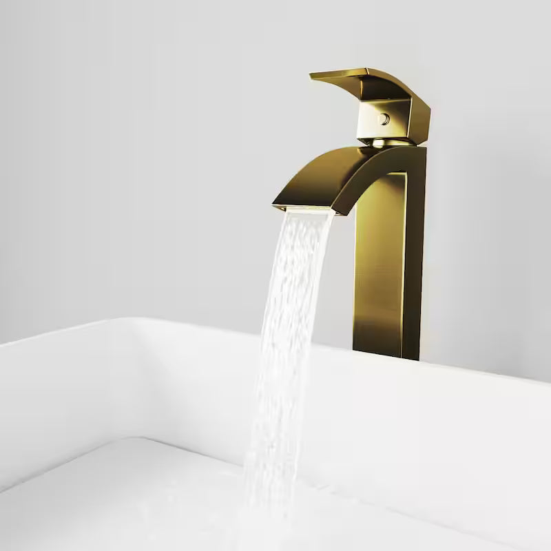 Single Handle Bathroom Vessel Faucet Matte Brushed Gold L3306