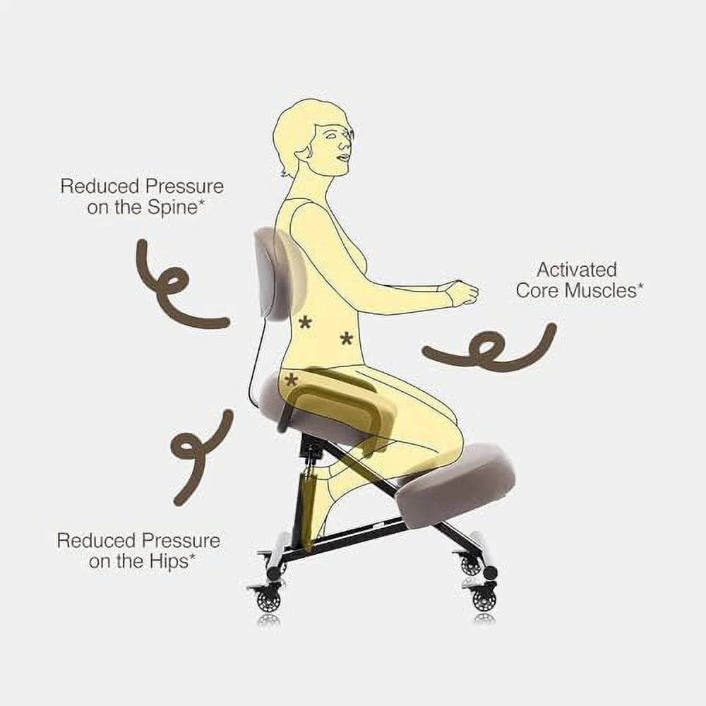 Adjustable Kneeling Chair with Backrest Black M6672