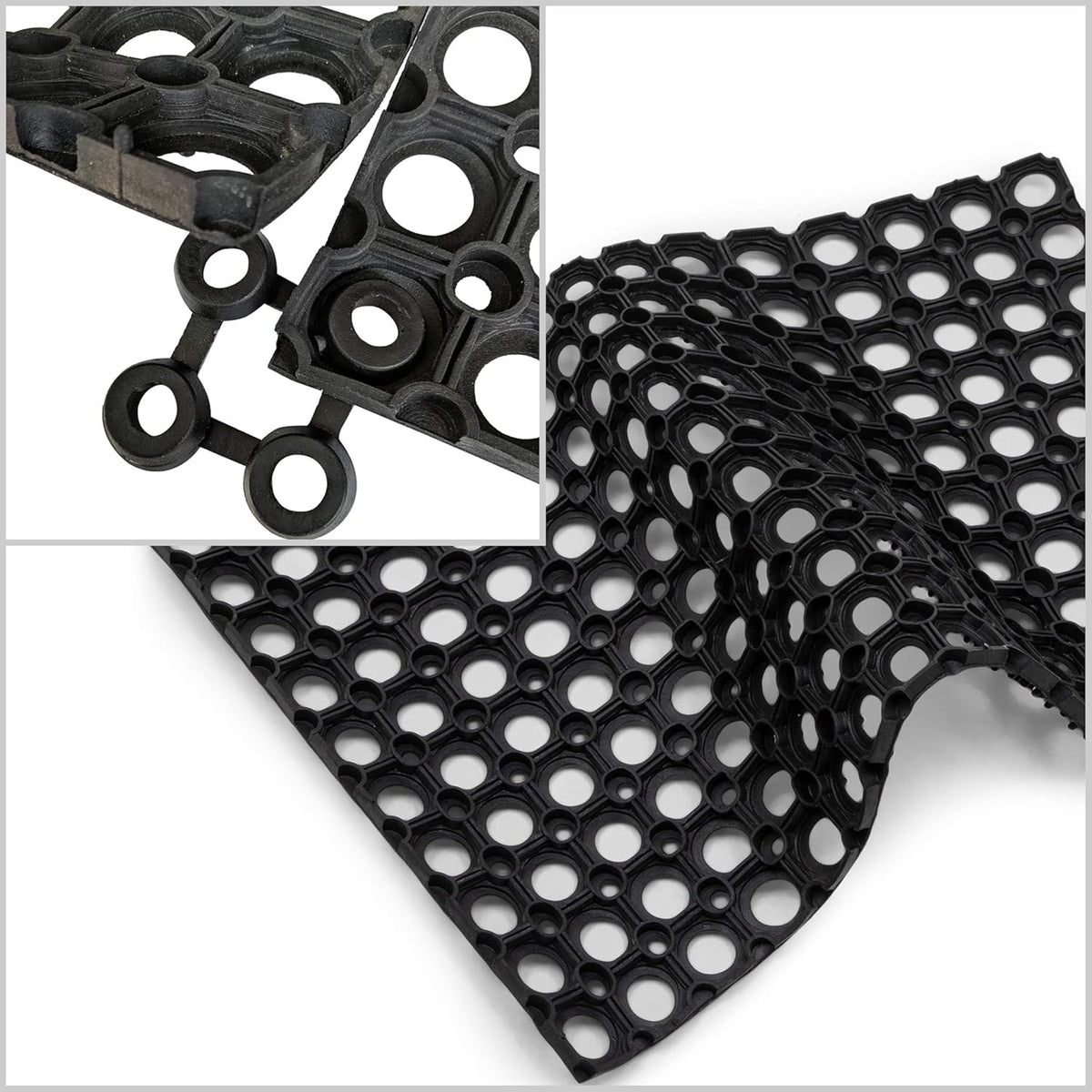 Interlocking Rubber Drainage Floor Mat 24 x 16 inches 12 Mats M3491