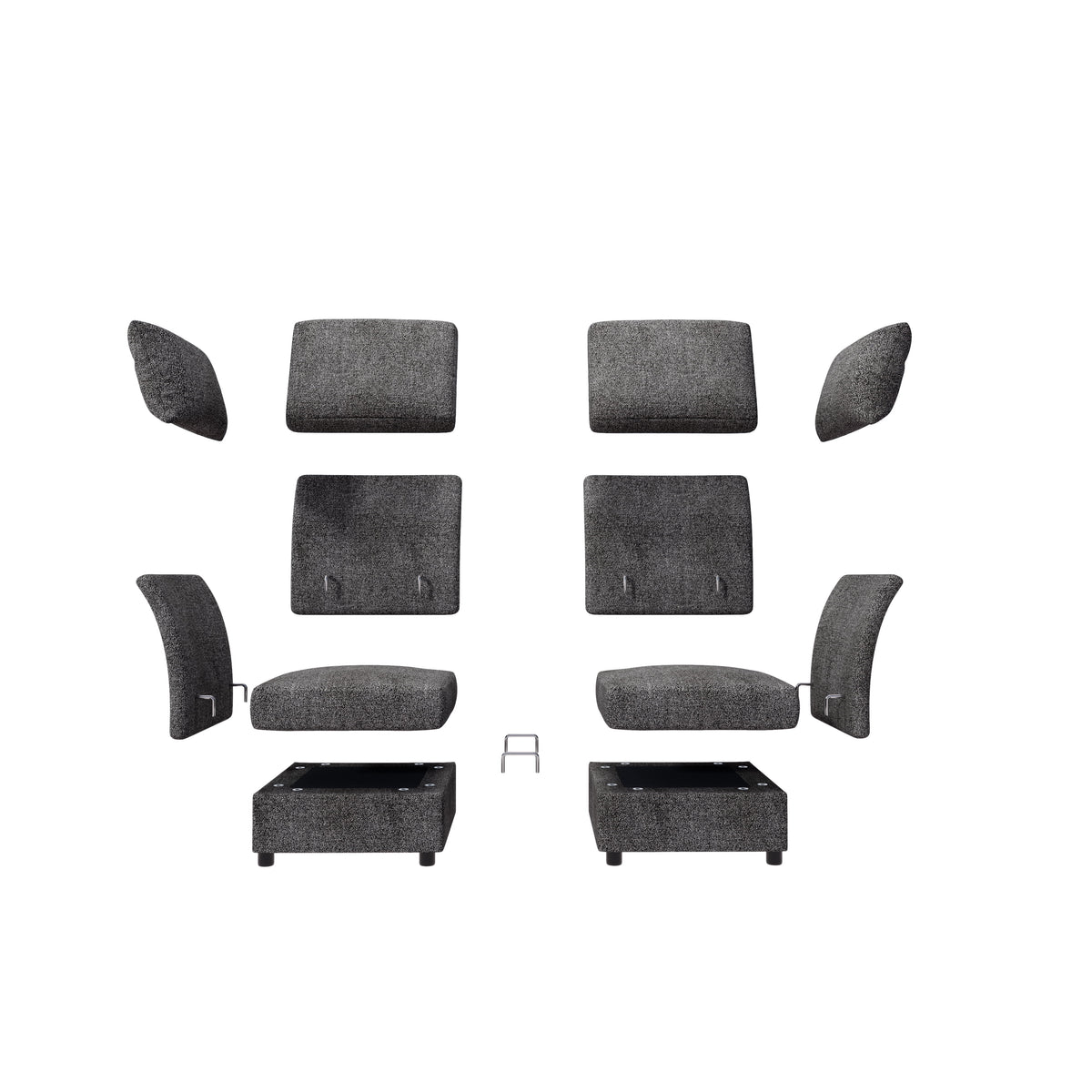 Dark Grey 9 Seat Modular Sectional Sofa with Ottomans U5372