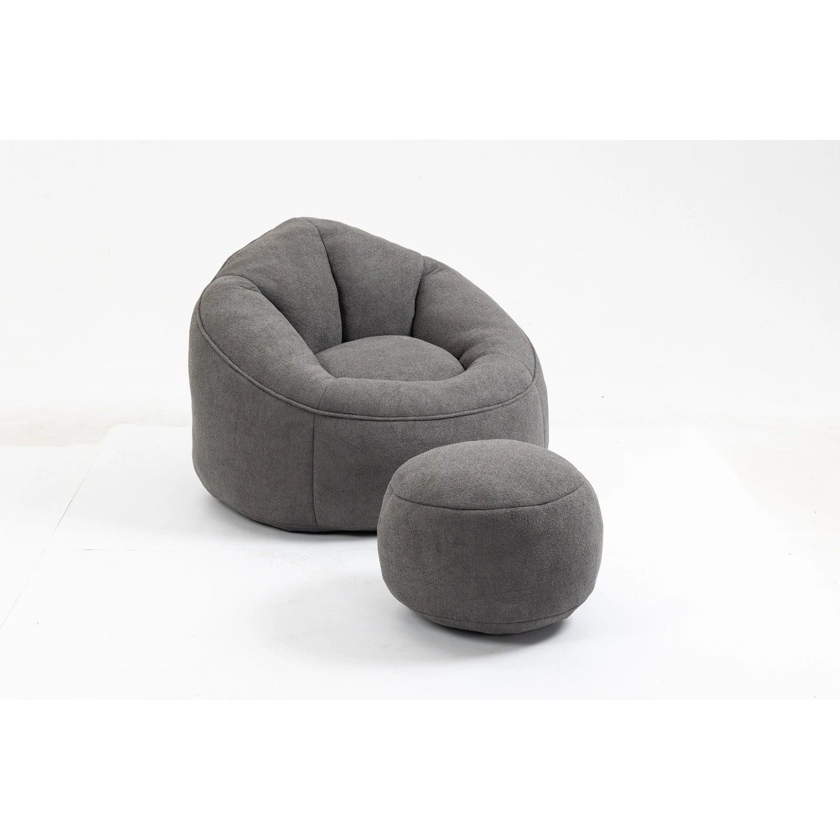 Microfiber Teardrop Shaped Sofa Chair with Ottoman Grey R102405