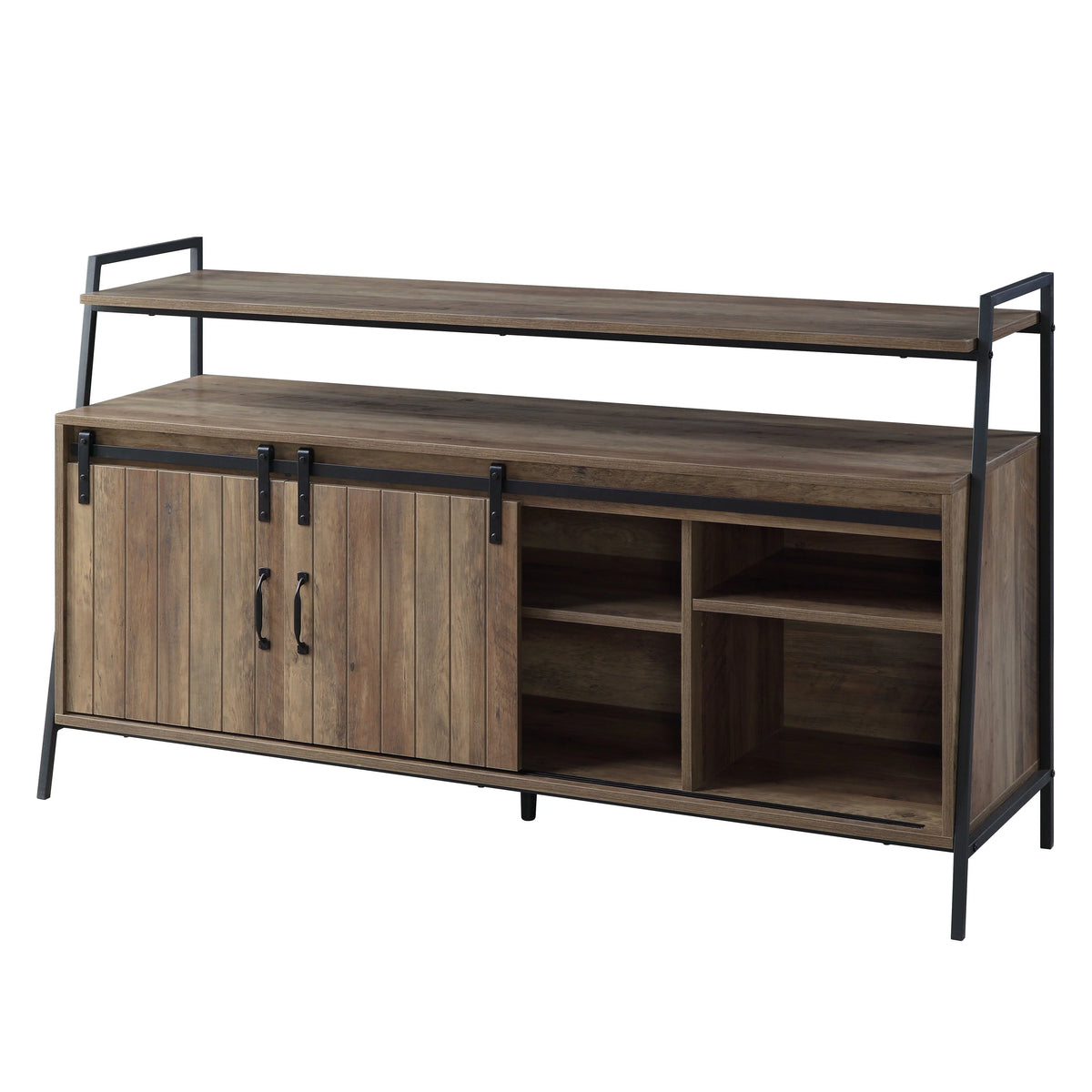 Rustic Oak Black TV Stand V3987