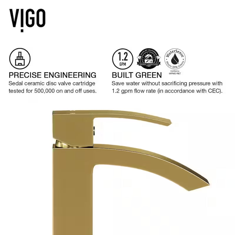 Single Handle Bathroom Vessel Faucet Matte Brushed Gold L3306